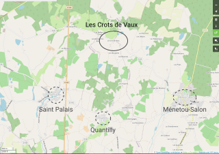 Localisation des Crots de Vaux, situé au Nord de Saint-Palais, Quantilly et Ménetou-Salon